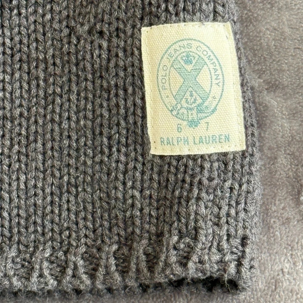 Ralph Lauren Polo Jeans 1/4 Zip Sweater Mens L Ribbed Chunky Knit Cotton Preppy